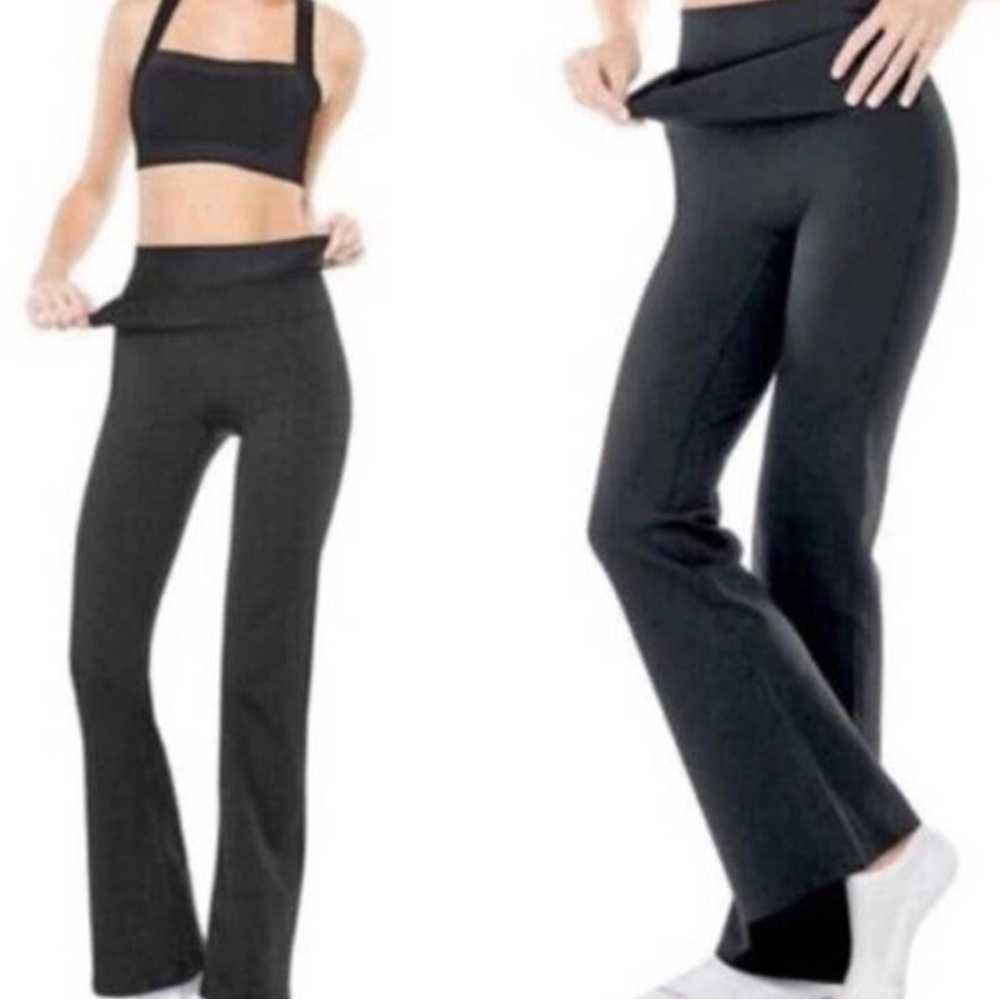 Spanx Slim X Bagel Buster Flare Wide Leg Double Banded Yoga Pants Black 1X